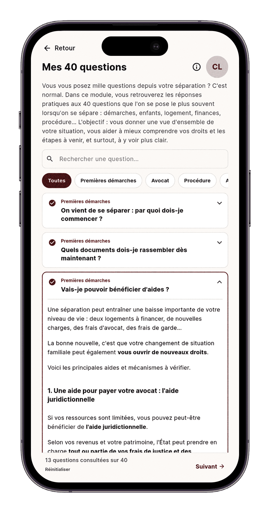 Mes 40 questions, une question ouverte, sur un téléphone